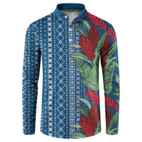 Women's Day Samoa Malu Tattoo Inspired Mix Teuila Button Sweatshirt Royal Blue LT7 Royal Blue - Polynesian Pride