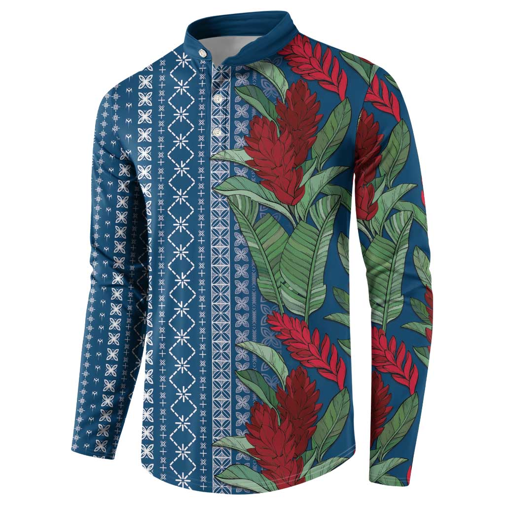 Women's Day Samoa Malu Tattoo Inspired Mix Teuila Button Sweatshirt Royal Blue LT7 - Polynesian Pride
