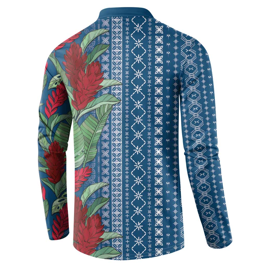 Women's Day Samoa Malu Tattoo Inspired Mix Teuila Button Sweatshirt Royal Blue LT7 - Polynesian Pride