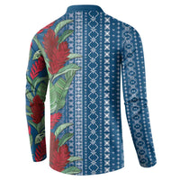 Women's Day Samoa Malu Tattoo Inspired Mix Teuila Button Sweatshirt Royal Blue LT7 - Polynesian Pride