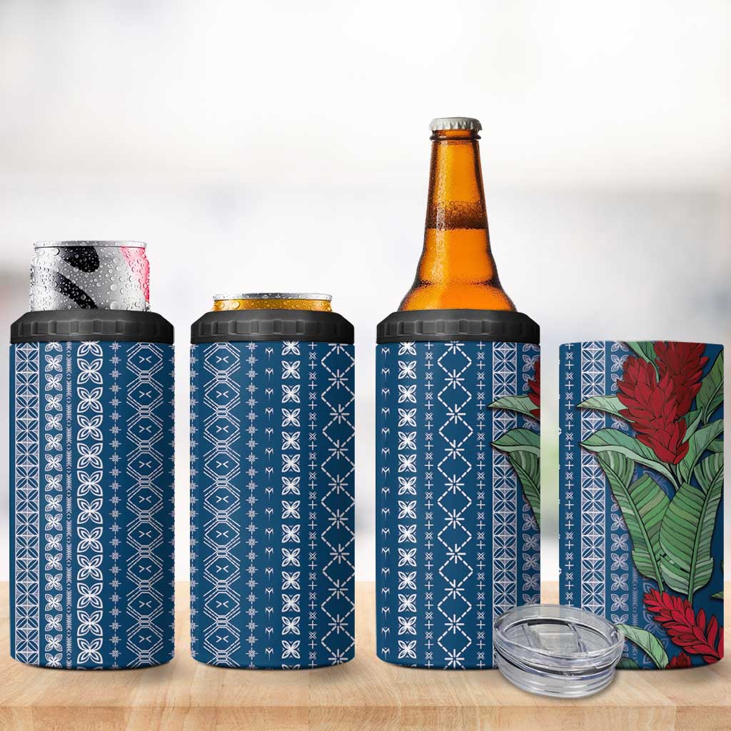 Women's Day Samoa Malu Tattoo Inspired Mix Teuila 4 in 1 Can Cooler Tumbler Royal Blue LT7 - Polynesian Pride