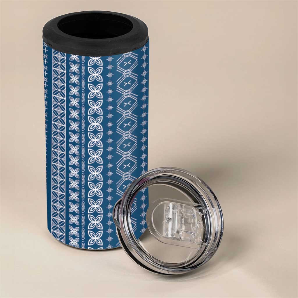 Women's Day Samoa Malu Tattoo Inspired Mix Teuila 4 in 1 Can Cooler Tumbler Royal Blue LT7 - Polynesian Pride