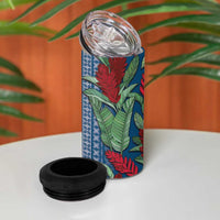 Women's Day Samoa Malu Tattoo Inspired Mix Teuila 4 in 1 Can Cooler Tumbler Royal Blue LT7 - Polynesian Pride