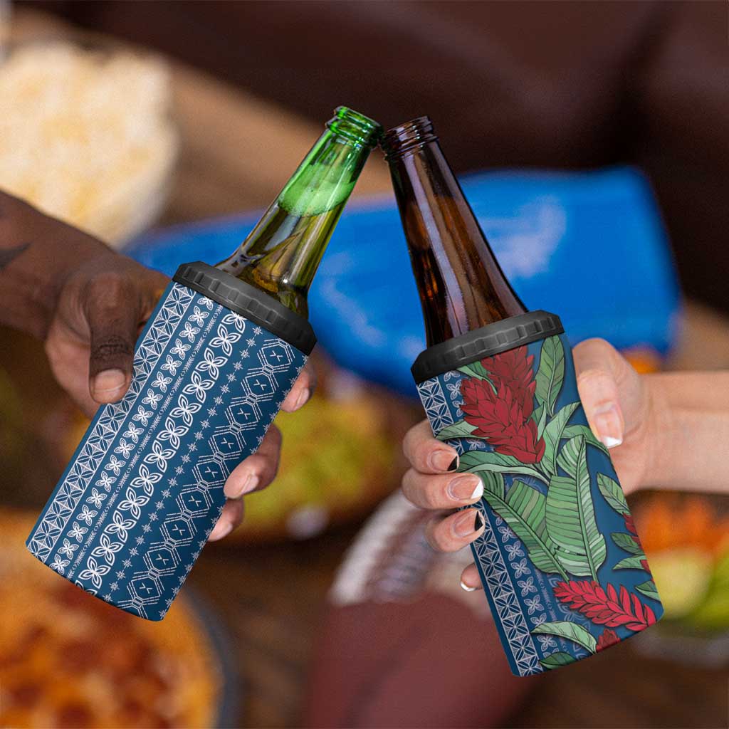 Women's Day Samoa Malu Tattoo Inspired Mix Teuila 4 in 1 Can Cooler Tumbler Royal Blue LT7 - Polynesian Pride