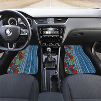 Women's Day Samoa Malu Tattoo Inspired Mix Teuila Car Mats Royal Blue LT7 Set 2pcs - Front Royal Blue - Polynesian Pride