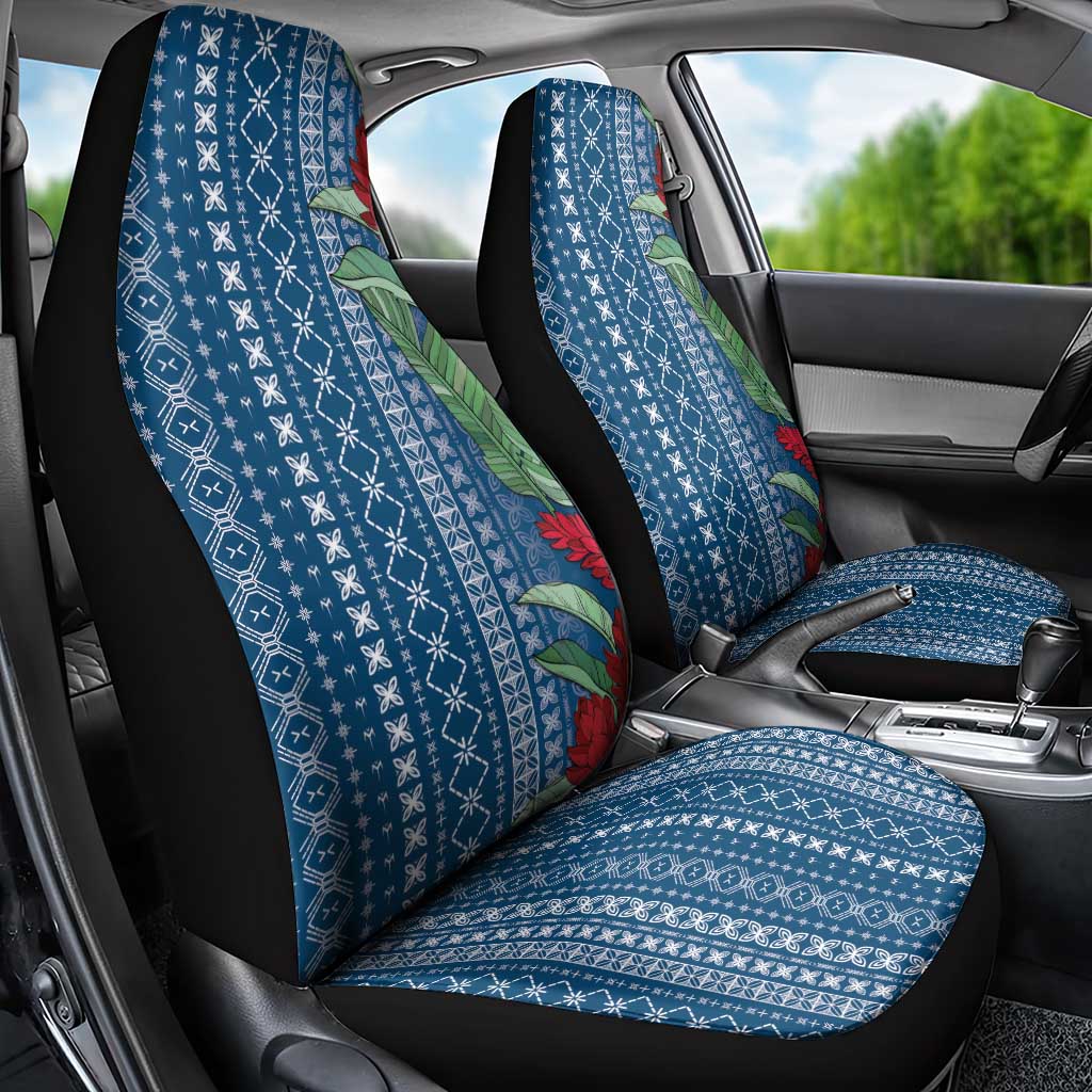 Women's Day Samoa Malu Tattoo Inspired Mix Teuila Car Seat Cover Royal Blue LT7 - Polynesian Pride