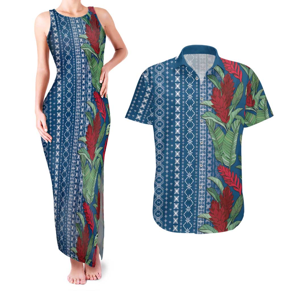 Women's Day Samoa Malu Tattoo Inspired Mix Teuila Couples Matching Tank Maxi Dress and Hawaiian Shirt Royal Blue LT7 Royal Blue - Polynesian Pride