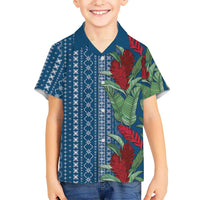 Women's Day Samoa Malu Tattoo Inspired Mix Teuila Family Matching Off The Shoulder Long Sleeve Dress and Hawaiian Shirt Royal Blue