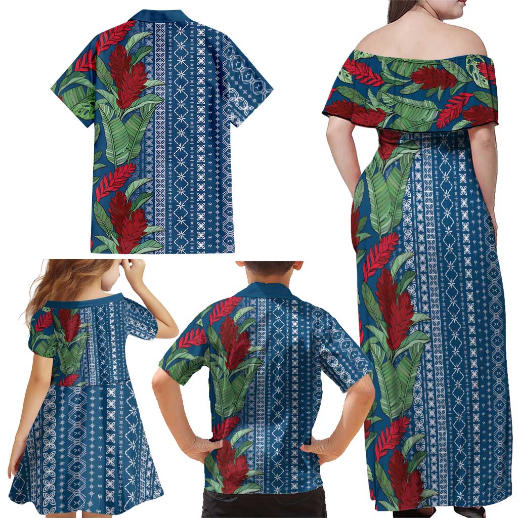 Women's Day Samoa Malu Tattoo Inspired Mix Teuila Family Matching Off Shoulder Maxi Dress and Hawaiian Shirt Royal Blue