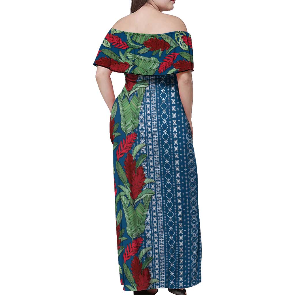 Women's Day Samoa Malu Tattoo Inspired Mix Teuila Family Matching Off Shoulder Maxi Dress and Hawaiian Shirt Royal Blue