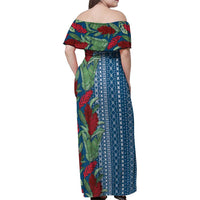 Women's Day Samoa Malu Tattoo Inspired Mix Teuila Family Matching Off Shoulder Maxi Dress and Hawaiian Shirt Royal Blue