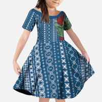 Women's Day Samoa Malu Tattoo Inspired Mix Teuila Family Matching Puletasi and Hawaiian Shirt Royal Blue