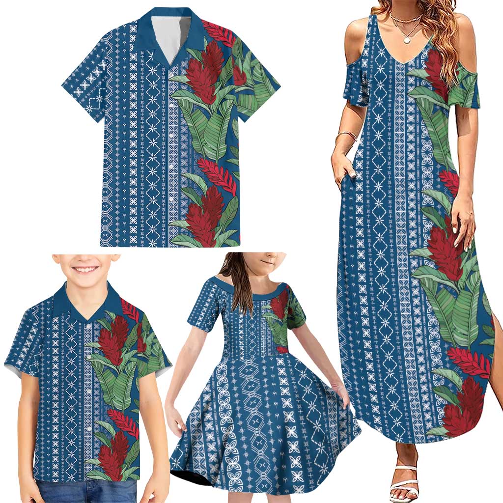 Women's Day Samoa Malu Tattoo Inspired Mix Teuila Family Matching Summer Maxi Dress and Hawaiian Shirt Royal Blue LT7 - Polynesian Pride