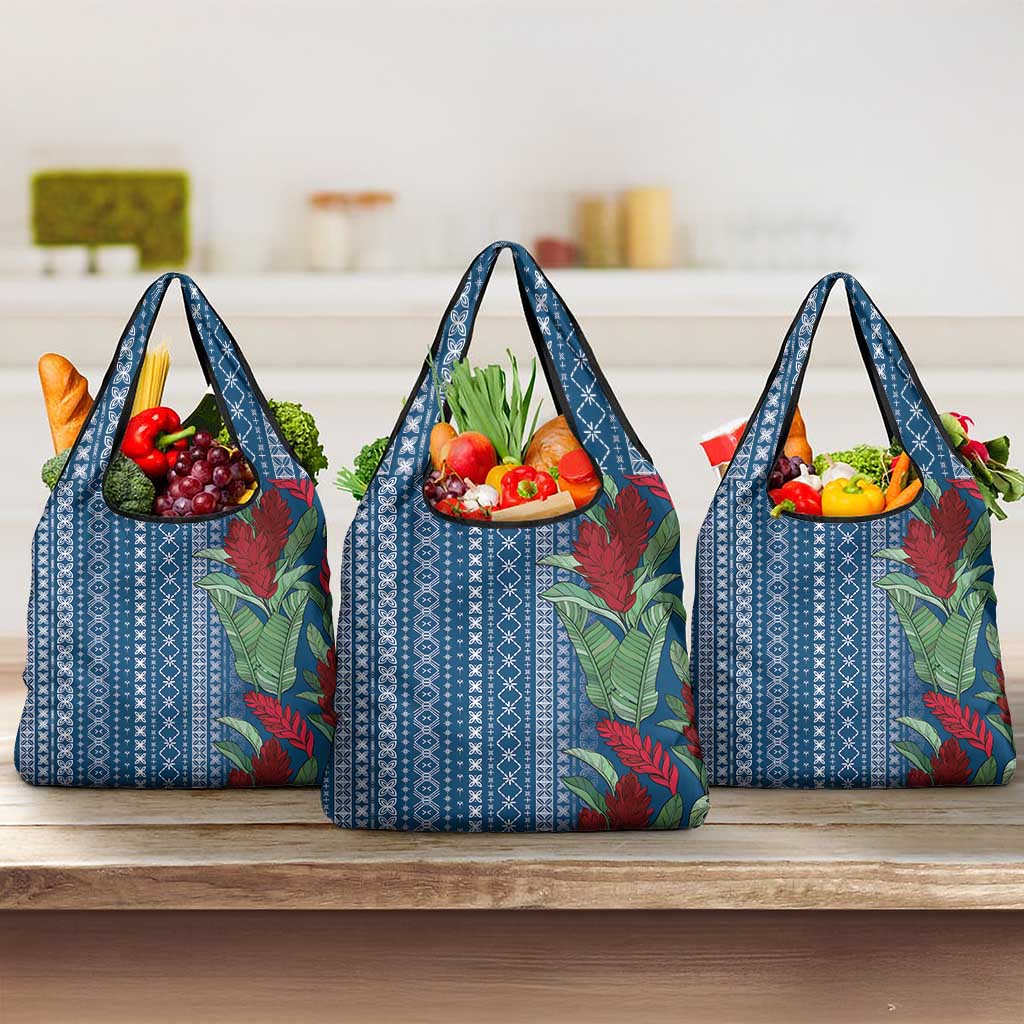 Women's Day Samoa Malu Tattoo Inspired Mix Teuila Grocery Bag Royal Blue LT7 3-pack One Size Royal Blue - Polynesian Pride