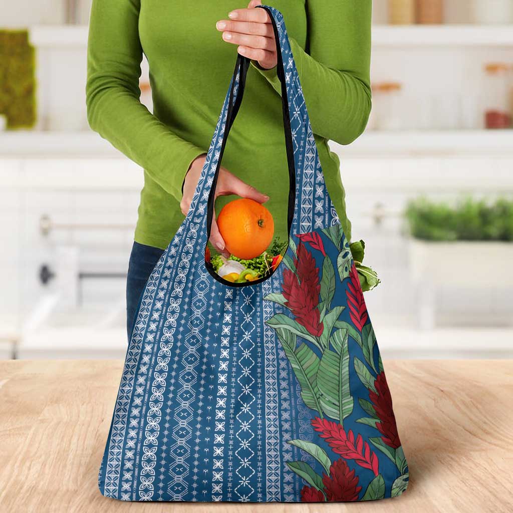Women's Day Samoa Malu Tattoo Inspired Mix Teuila Grocery Bag Royal Blue LT7 - Polynesian Pride