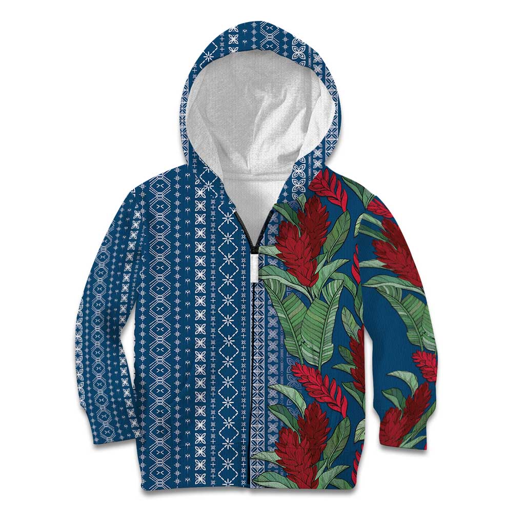 Women's Day Samoa Malu Tattoo Inspired Mix Teuila Kid Hoodie Royal Blue LT7 Zip Hoodie Royal Blue - Polynesian Pride