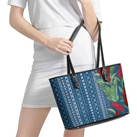 Women's Day Samoa Malu Tattoo Inspired Mix Teuila Leather Tote Bag Royal Blue LT7 - Polynesian Pride