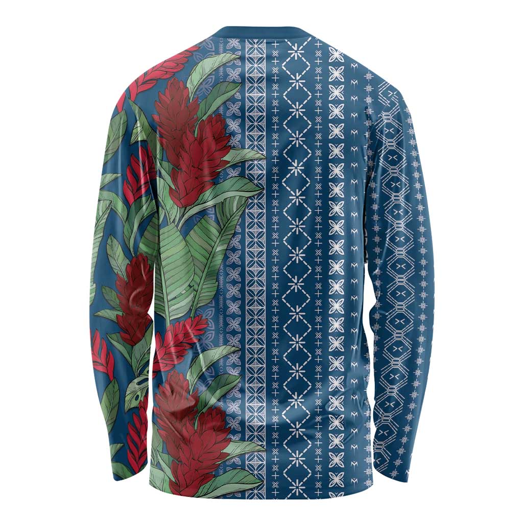 Women's Day Samoa Malu Tattoo Inspired Mix Teuila Long Sleeve Shirt Royal Blue LT7 - Polynesian Pride