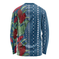 Women's Day Samoa Malu Tattoo Inspired Mix Teuila Long Sleeve Shirt Royal Blue LT7 - Polynesian Pride