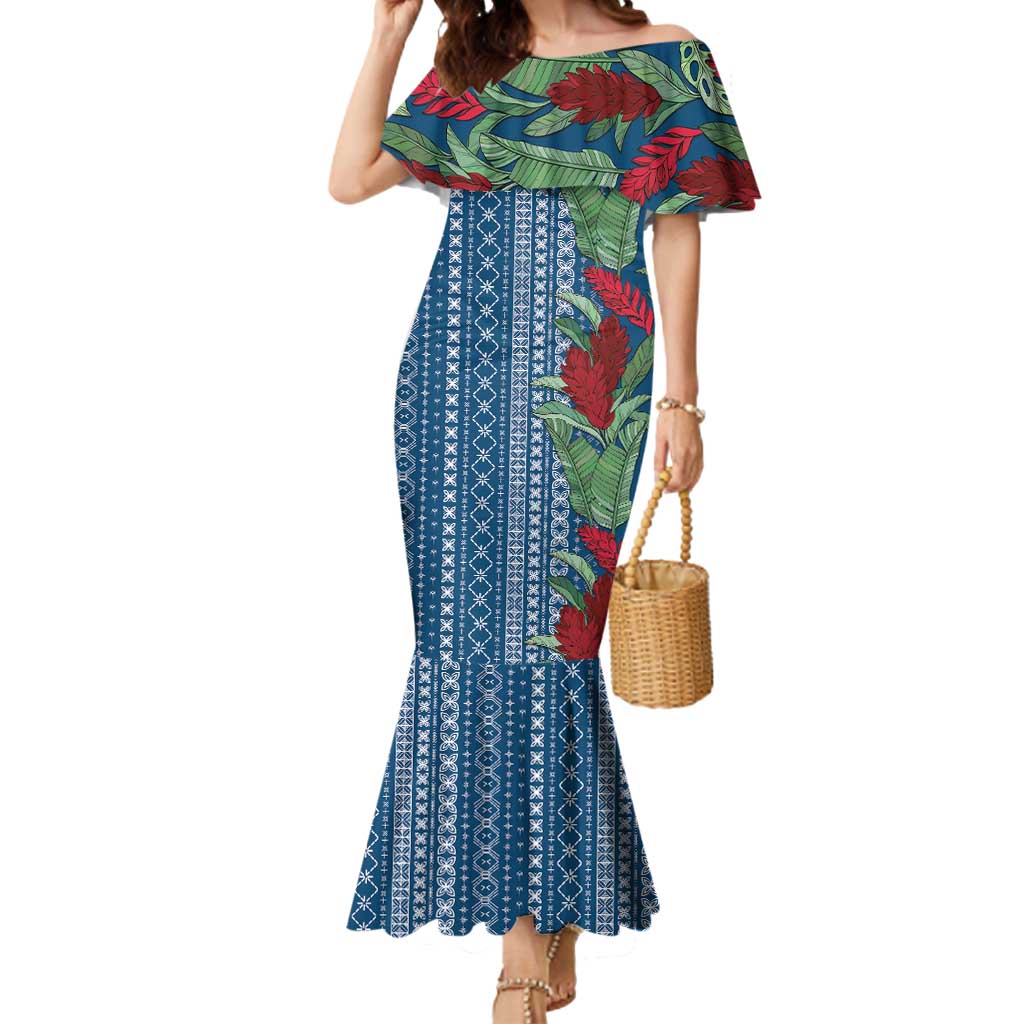 Women's Day Samoa Malu Tattoo Inspired Mix Teuila Mermaid Dress Royal Blue LT7 Women Royal Blue - Polynesian Pride