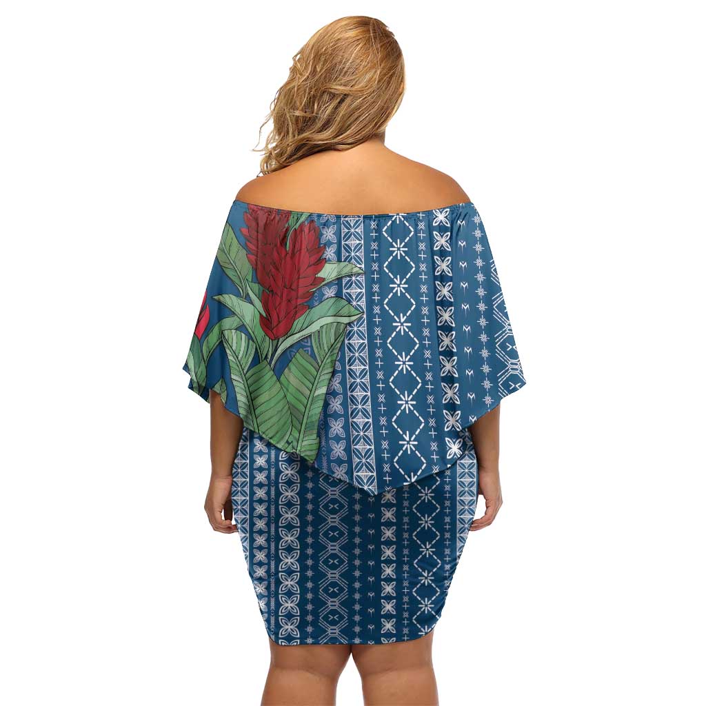 Women's Day Samoa Malu Tattoo Inspired Mix Teuila Off Shoulder Short Dress Royal Blue LT7 - Polynesian Pride