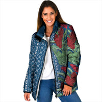 Women's Day Samoa Malu Tattoo Inspired Mix Teuila Padded Jacket Royal Blue LT7 Women Royal Blue - Polynesian Pride