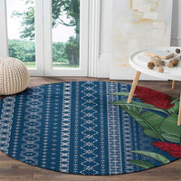 Women's Day Samoa Malu Tattoo Inspired Mix Teuila Round Carpet Royal Blue LT7 - Polynesian Pride