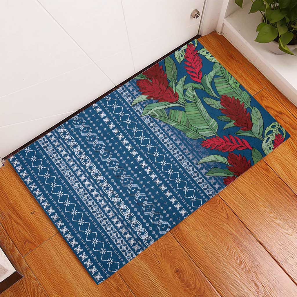 Women's Day Samoa Malu Tattoo Inspired Mix Teuila Rubber Doormat Royal Blue LT7 - Polynesian Pride
