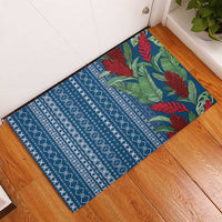 Women's Day Samoa Malu Tattoo Inspired Mix Teuila Rubber Doormat Royal Blue LT7 - Polynesian Pride