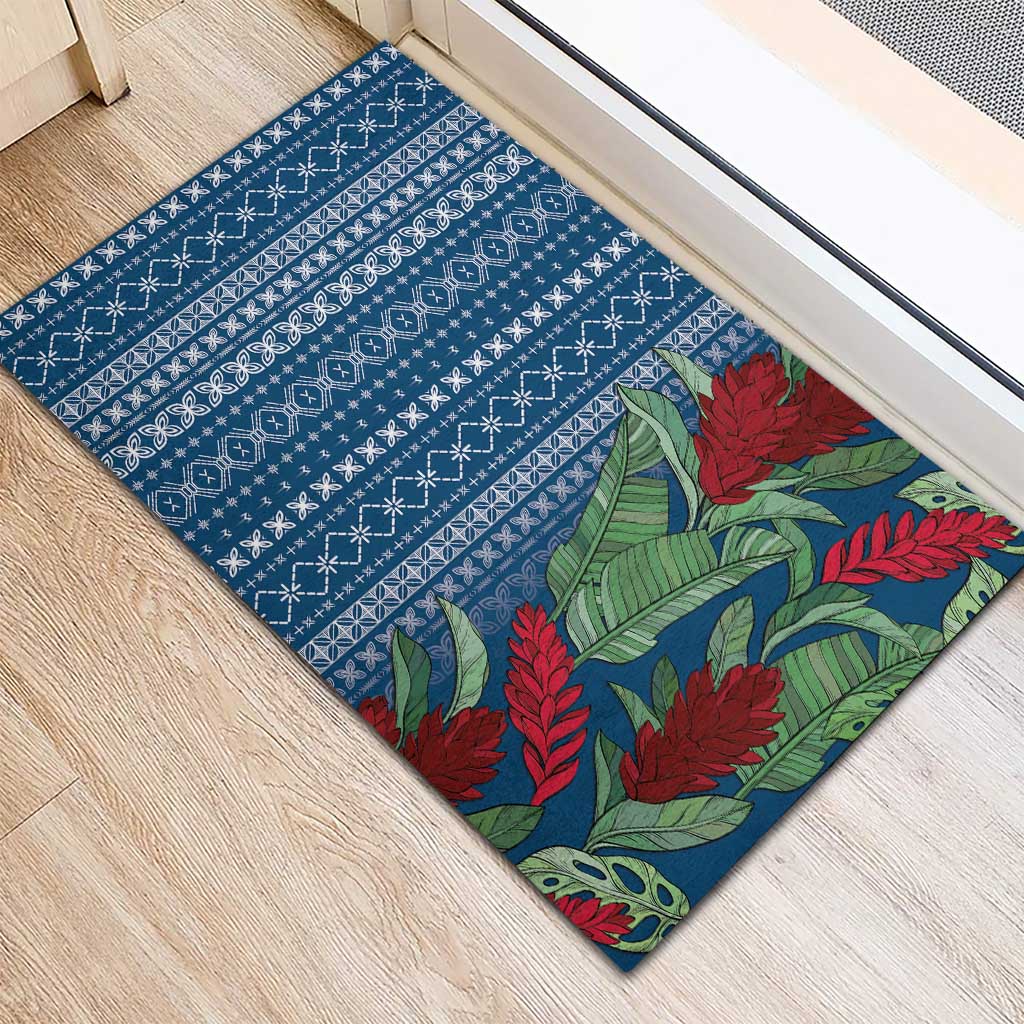 Women's Day Samoa Malu Tattoo Inspired Mix Teuila Rubber Doormat Royal Blue LT7 - Polynesian Pride