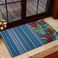 Women's Day Samoa Malu Tattoo Inspired Mix Teuila Rubber Doormat Royal Blue LT7 - Polynesian Pride