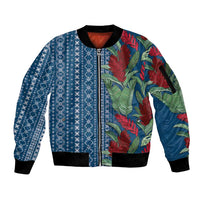 Women's Day Samoa Malu Tattoo Inspired Mix Teuila Sleeve Zip Bomber Jacket Royal Blue LT7 Unisex Royal Blue - Polynesian Pride