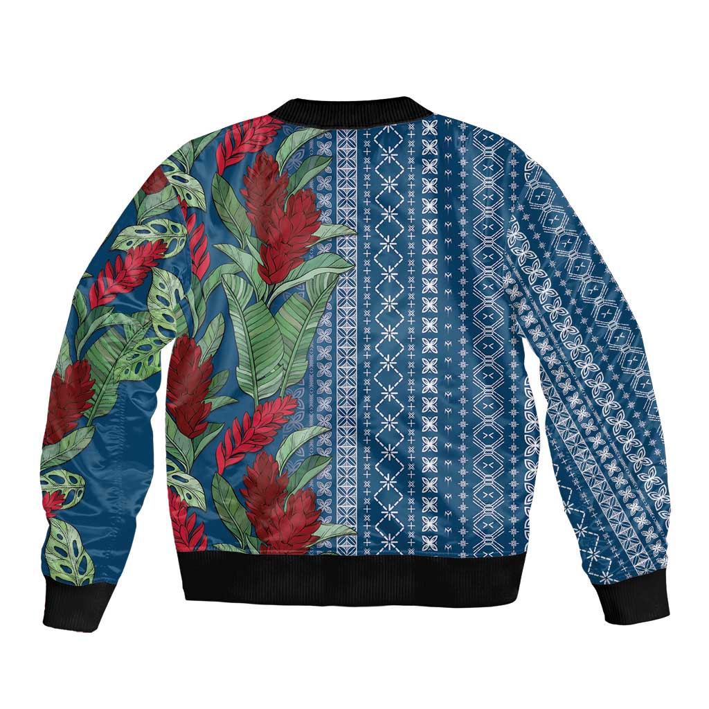 Women's Day Samoa Malu Tattoo Inspired Mix Teuila Sleeve Zip Bomber Jacket Royal Blue LT7 - Polynesian Pride