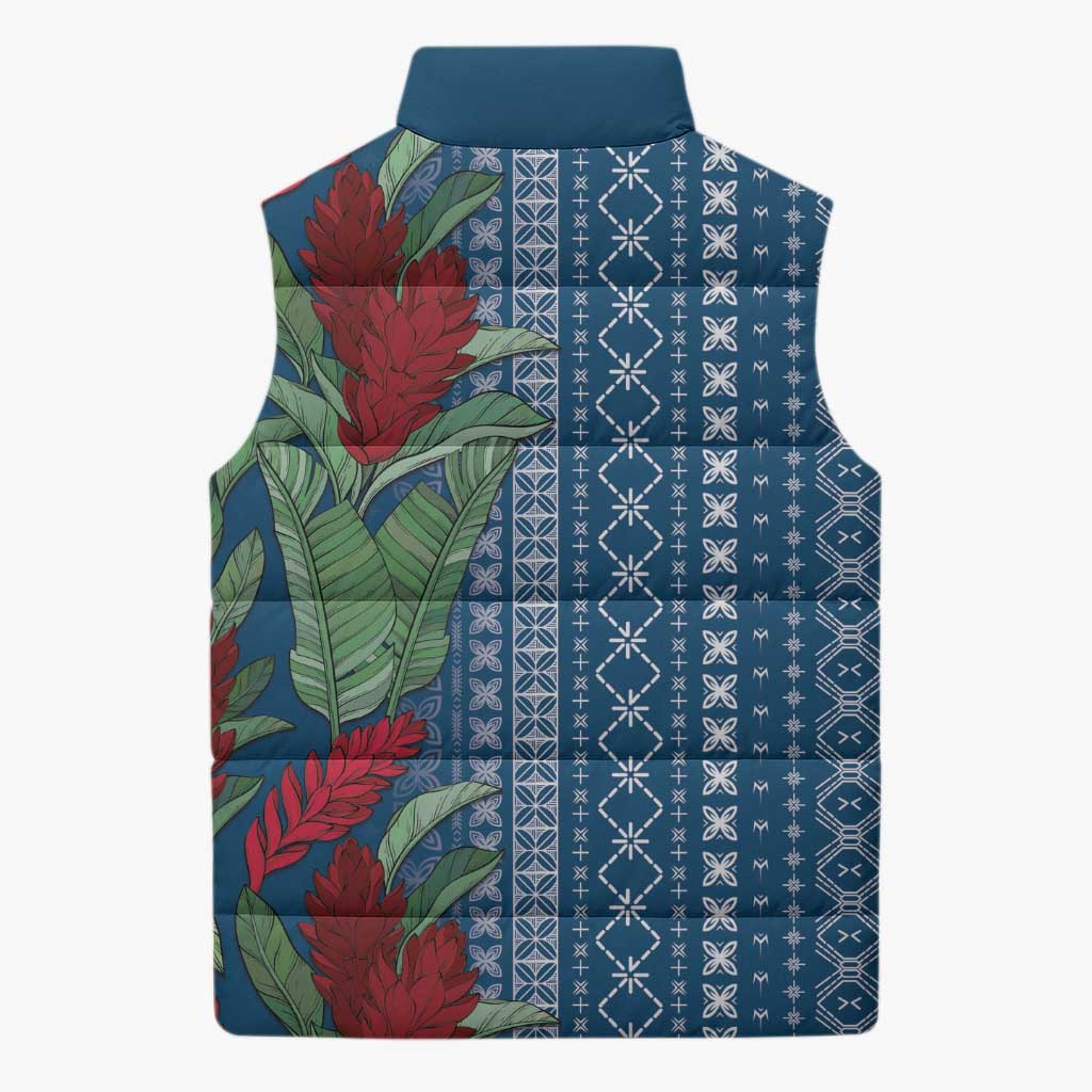Women's Day Samoa Malu Tattoo Inspired Mix Teuila Sleeveless Puffer Jacket Royal Blue LT7 - Polynesian Pride