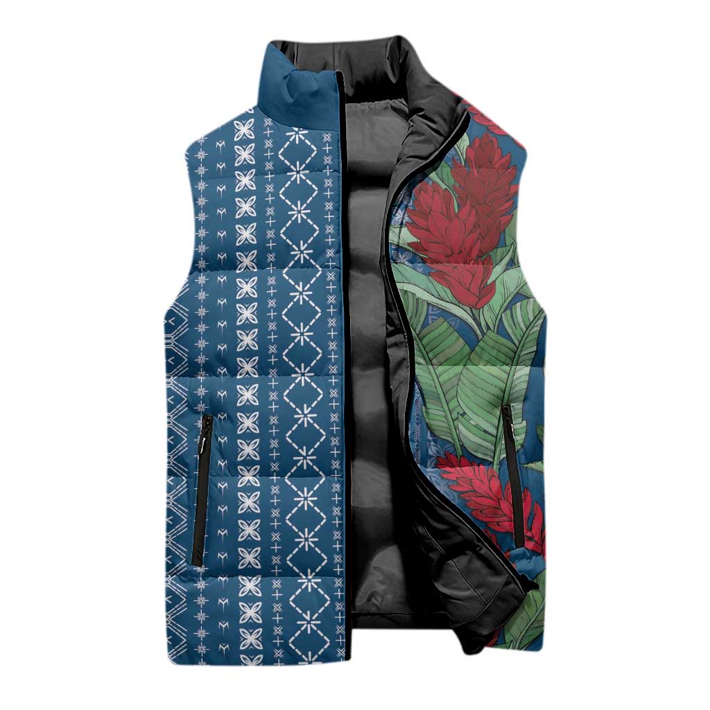 Women's Day Samoa Malu Tattoo Inspired Mix Teuila Sleeveless Puffer Jacket Royal Blue LT7 - Polynesian Pride