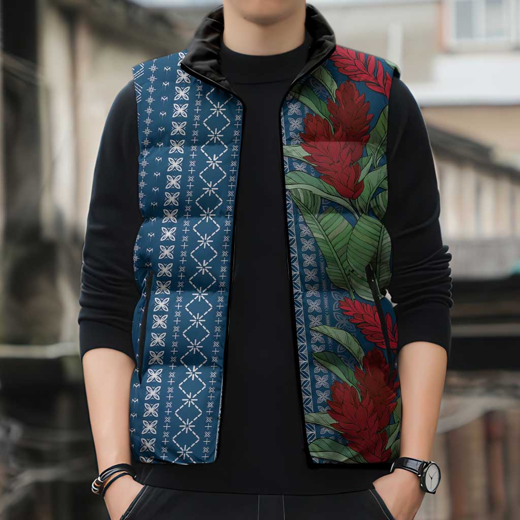 Women's Day Samoa Malu Tattoo Inspired Mix Teuila Sleeveless Puffer Jacket Royal Blue LT7 - Polynesian Pride
