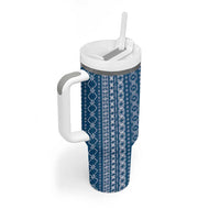 Women's Day Samoa Malu Tattoo Inspired Mix Teuila Tumbler With Handle Royal Blue LT7 - Polynesian Pride
