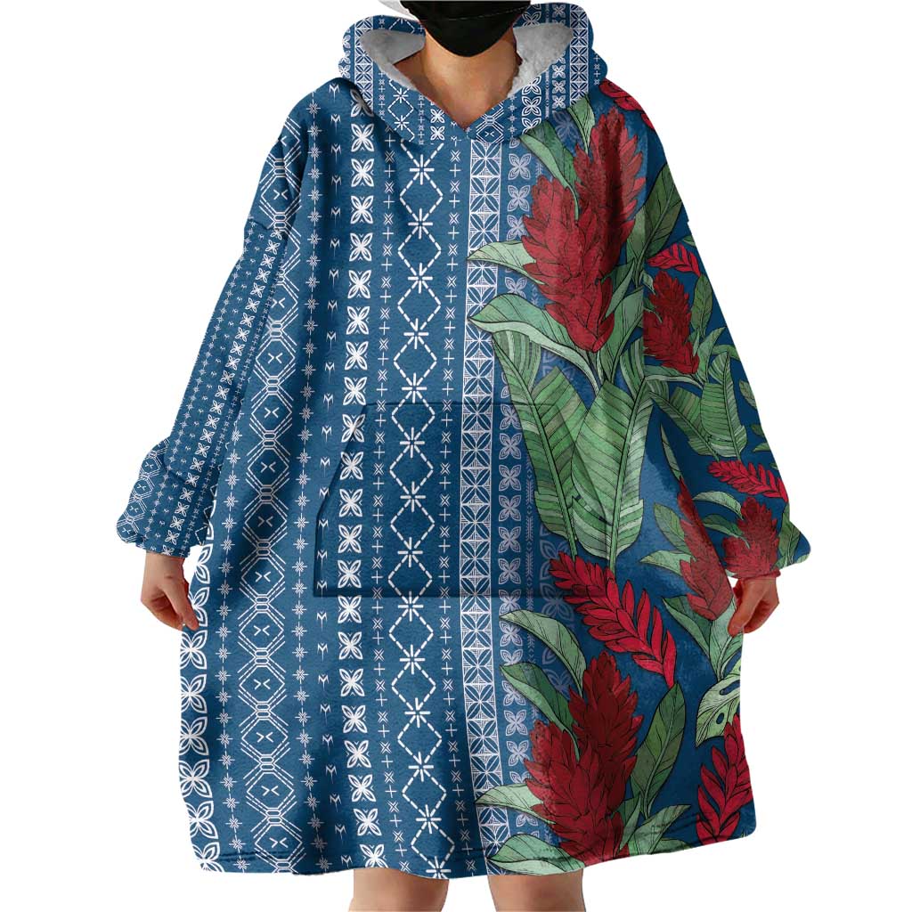 Women's Day Samoa Malu Tattoo Inspired Mix Teuila Wearable Blanket Hoodie Royal Blue LT7 - Polynesian Pride