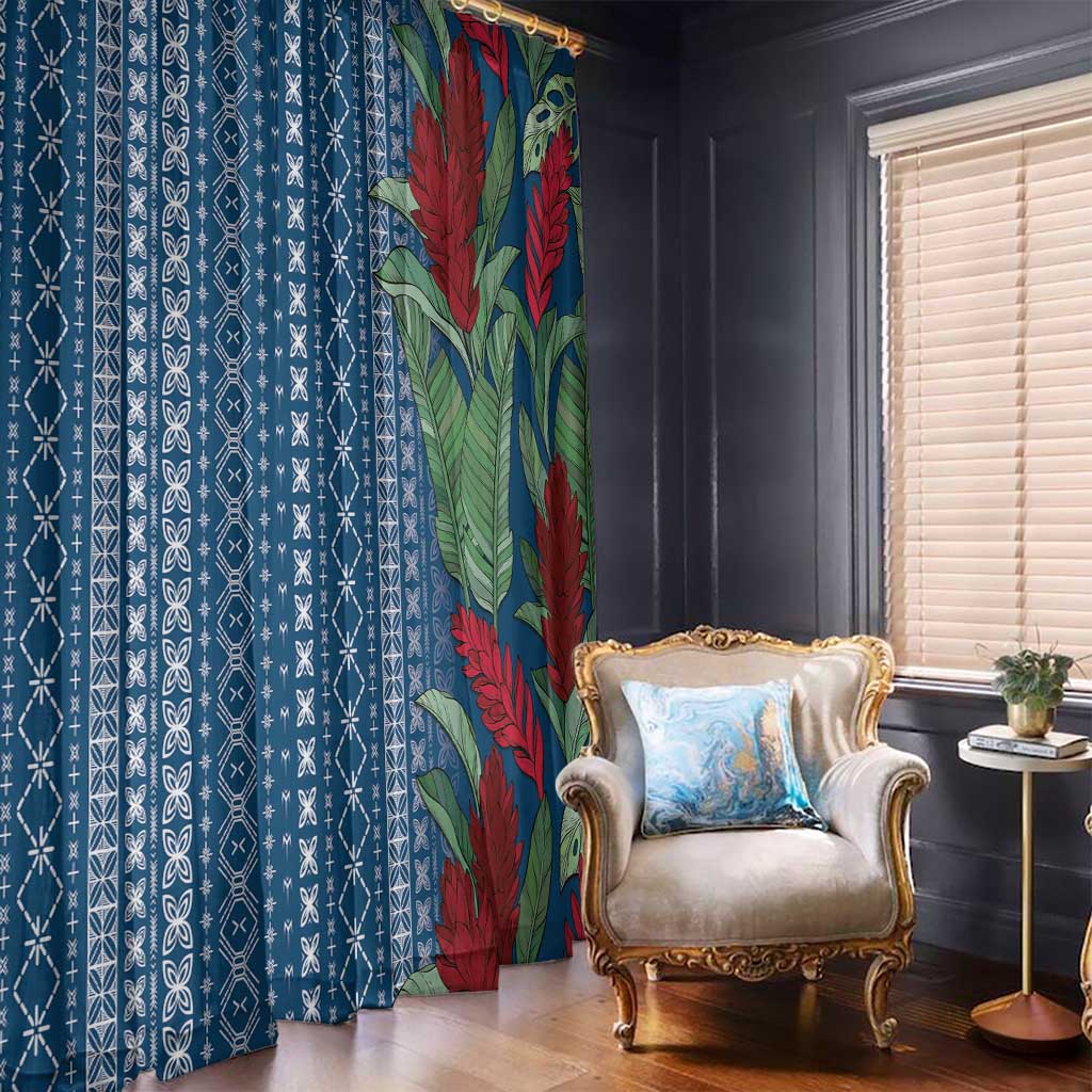 Women's Day Samoa Malu Tattoo Inspired Mix Teuila Window Curtain Royal Blue LT7 - Polynesian Pride