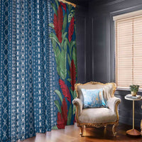 Women's Day Samoa Malu Tattoo Inspired Mix Teuila Window Curtain Royal Blue LT7 - Polynesian Pride