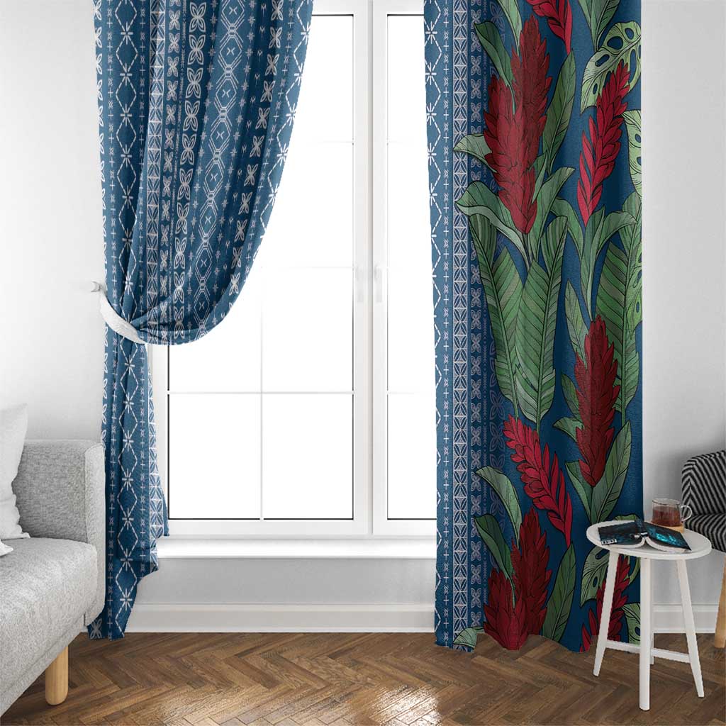 Women's Day Samoa Malu Tattoo Inspired Mix Teuila Window Curtain Royal Blue LT7 - Polynesian Pride