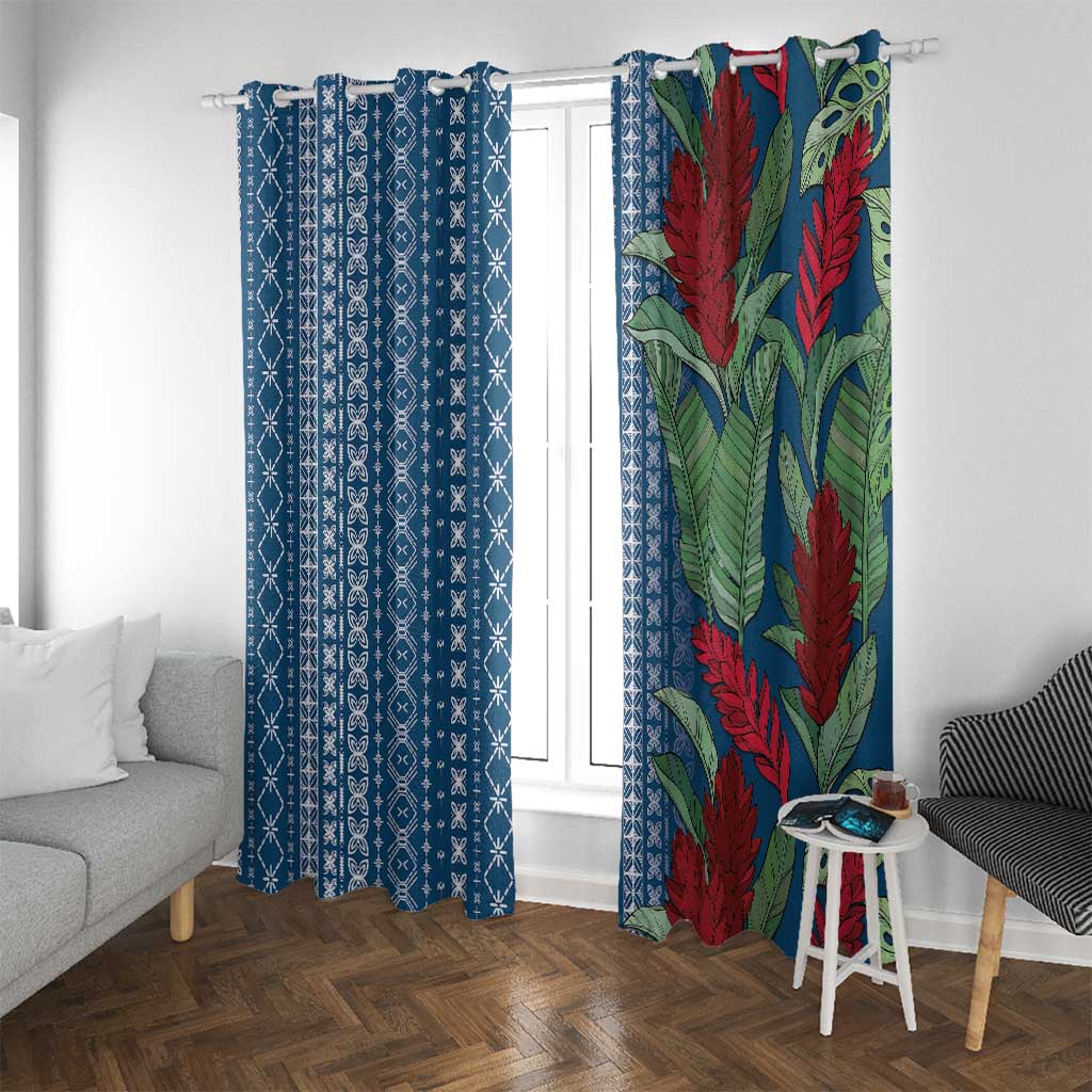 Women's Day Samoa Malu Tattoo Inspired Mix Teuila Window Curtain Royal Blue LT7 With Grommets Royal Blue - Polynesian Pride