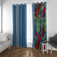 Women's Day Samoa Malu Tattoo Inspired Mix Teuila Window Curtain Royal Blue LT7 With Grommets Royal Blue - Polynesian Pride