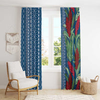 Women's Day Samoa Malu Tattoo Inspired Mix Teuila Window Curtain Royal Blue LT7 - Polynesian Pride