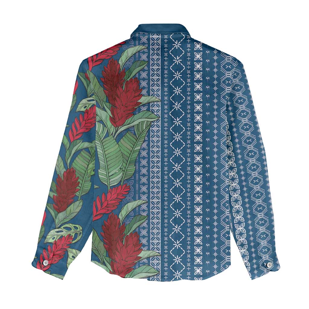 Women's Day Samoa Malu Tattoo Inspired Mix Teuila Women Casual Shirt Royal Blue LT7 - Polynesian Pride