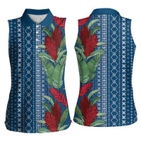 Women's Day Samoa Malu Tattoo Inspired Mix Teuila Women Sleeveless Polo Shirt Royal Blue LT7 - Polynesian Pride
