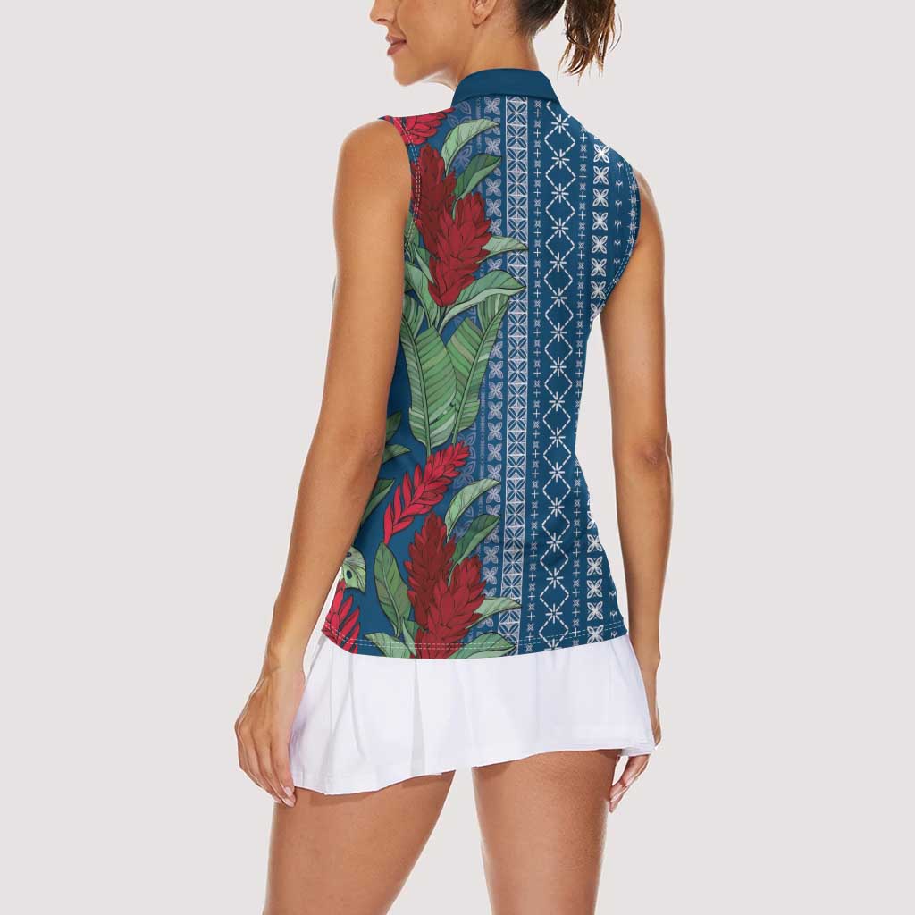 Women's Day Samoa Malu Tattoo Inspired Mix Teuila Women Sleeveless Polo Shirt Royal Blue LT7 - Polynesian Pride