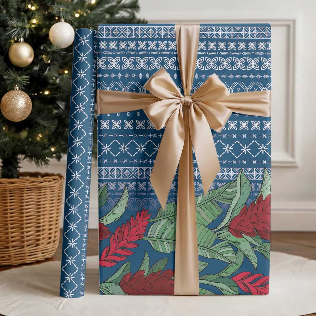 Women's Day Samoa Malu Tattoo Inspired Mix Teuila Wrapping Paper Royal Blue LT7 - Polynesian Pride