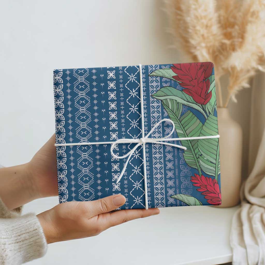 Women's Day Samoa Malu Tattoo Inspired Mix Teuila Wrapping Paper Royal Blue LT7 - Polynesian Pride