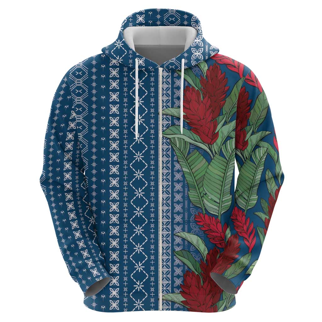 Women's Day Samoa Malu Tattoo Inspired Mix Teuila Zip Hoodie Royal Blue